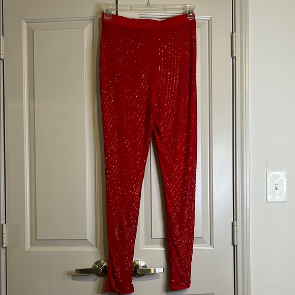 AKIRA Red Sparkle Leggings - Picture 6 of 11